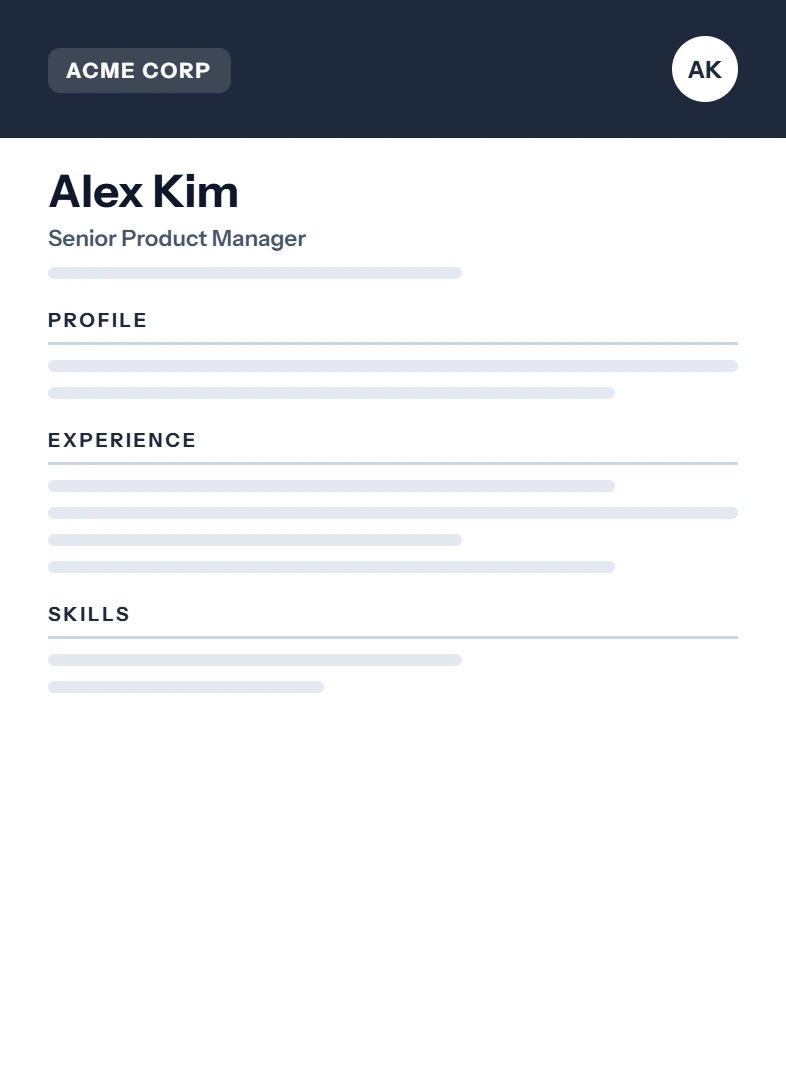 Corporate CV template by DAVZON